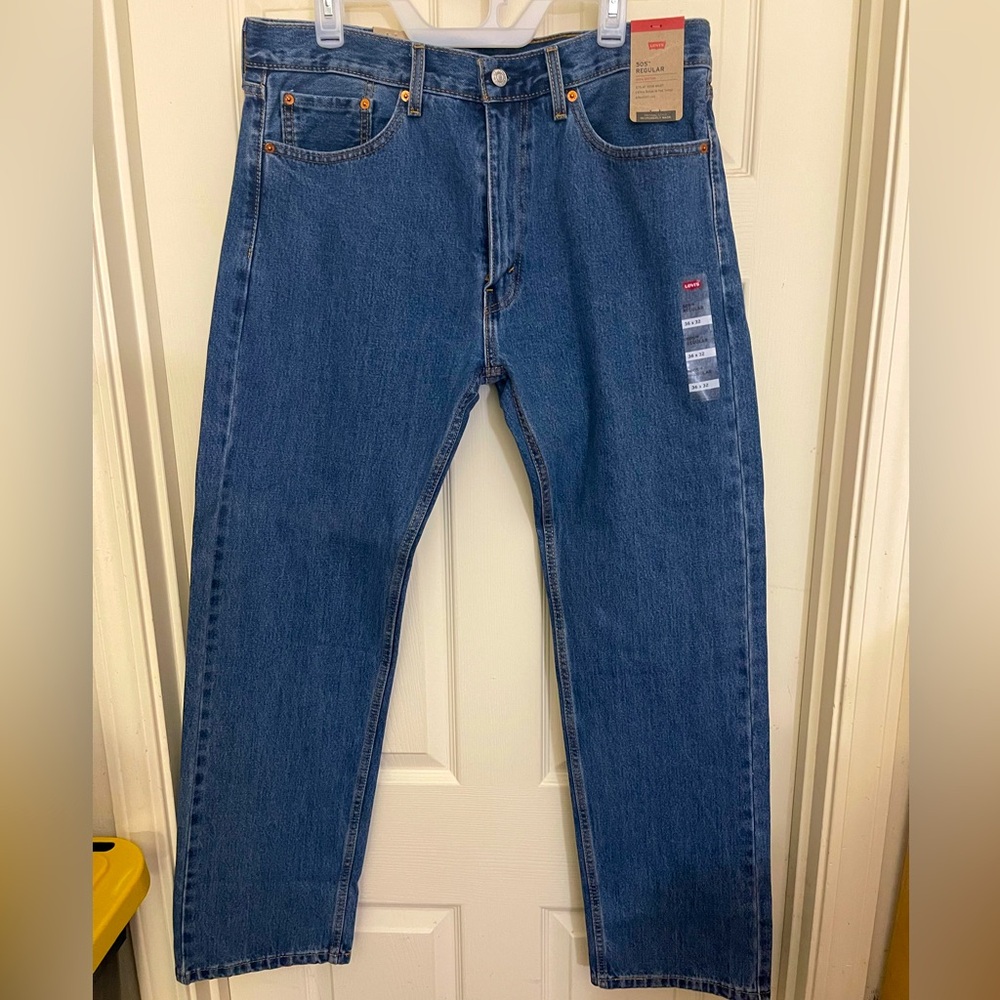 Levi's 505 Regular Fit Jean for Men, Size 36 x 32 inch - Medium Stonewash